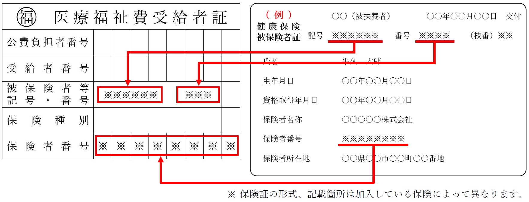 受給者証記載保険内容