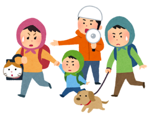 同行避難イラスト