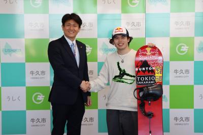 荻原大翔選手市長表敬訪問