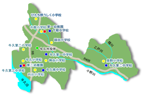 ここに小中学校の配置図を表示しています